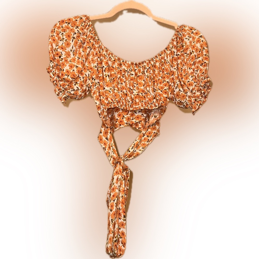 Floral Skirt and Top Set in Orange - Picture 4 of 6